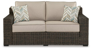 Coastline Bay Outdoor Loveseat with Cushion Brown