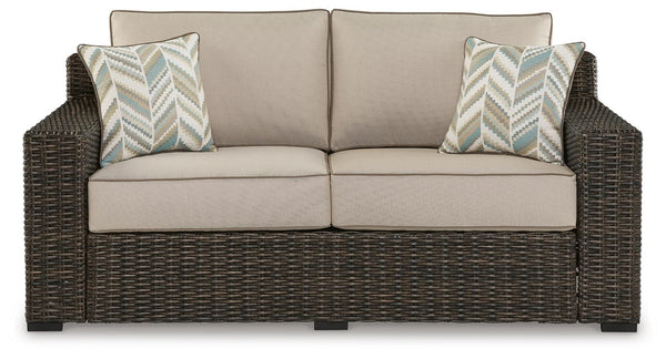 Coastline Bay Outdoor Loveseat with Cushion Brown