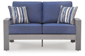 Half Moon Beach Outdoor Loveseat with Cushion Blue/Gray
