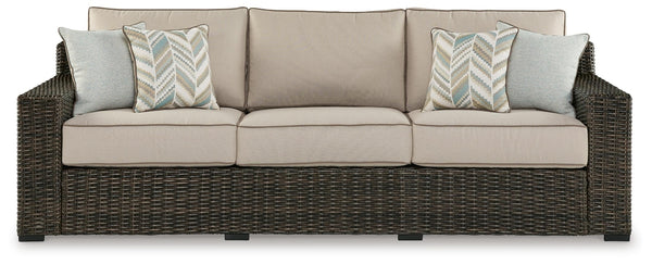 Coastline Bay Outdoor Sofa with Cushion Brown