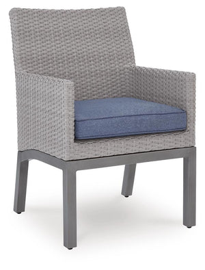 Half Moon Beach Outdoor Arm Chair with Cushion Blue/Gray