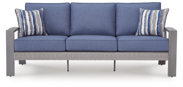 Half Moon Beach Outdoor Sofa with Cushion Blue/Gray