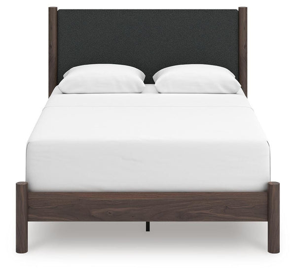 Pamytta Queen Upholstered Panel Bed Brown