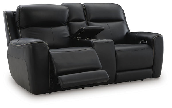 Comfort Zero Gravity Power Leather Reclining Adjustable Headrest Console Loveseat Onyx