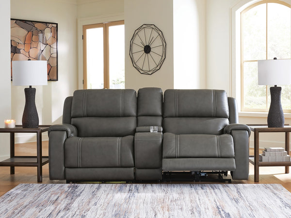 Pittson 3-Piece Power Reclining Leather Zero Gravity Sectional Console Heat & Massage Loveseat Anchor