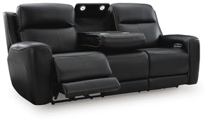 5Z-Comfort Power Adjustable Headrest Leather Reclining Sofa Onyx