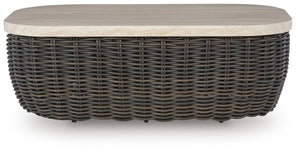 Kimora Outdoor Rectangle Coffee Table Beige/Dark Brown