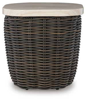 Kimora Outdoor End Table Beige/Dark Brown