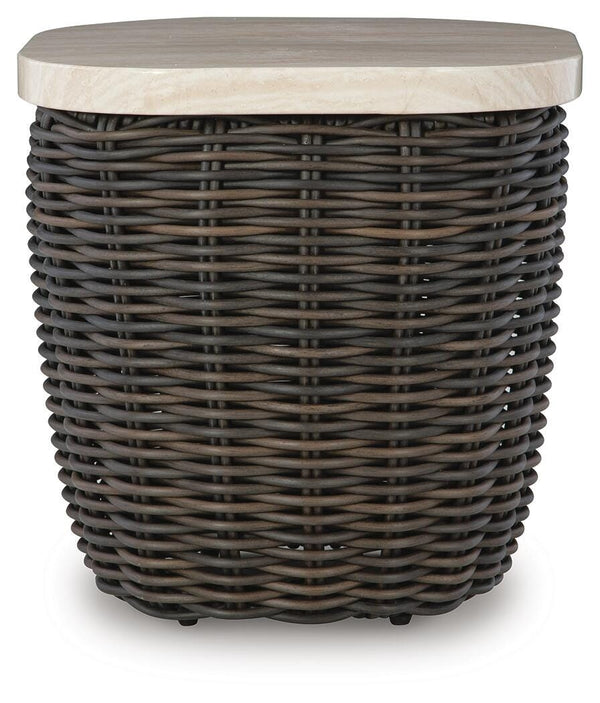 Kimora Outdoor End Table Beige/Dark Brown
