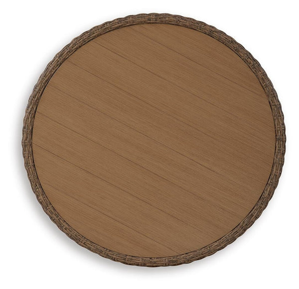 Double Point Outdoor Round Coffee Table Beige