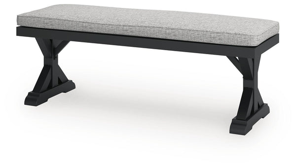 Beachcroft Outdoor Bench with Cushion Black/Light Gray