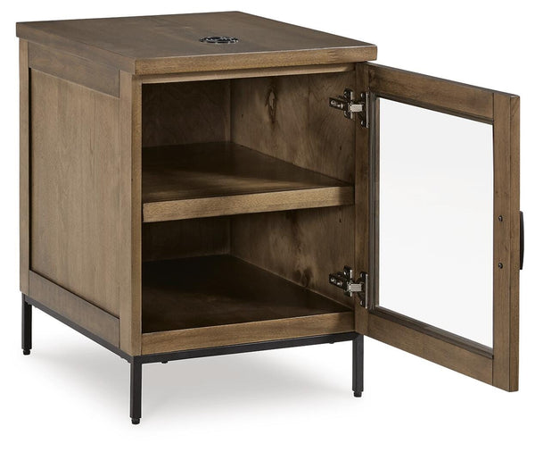 Torlanta 1-Door Chairside End Table with Wireless Charger Brown