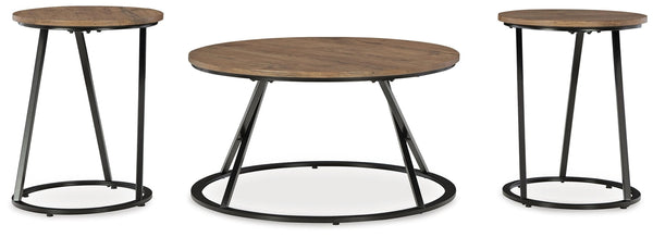Cassbryn 3-Piece Occasional Table Set Brown/Black