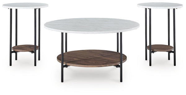 Wrenwich 3-Piece Occasional Table Set Brown/Black/White