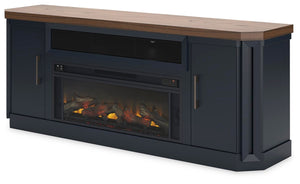 Landocken 83-Inch TV Stand with Electric Fireplace Two-tone