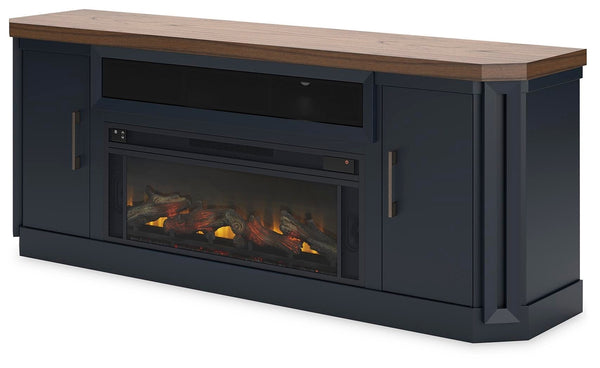 Landocken 83-Inch TV Stand with Electric Fireplace Two-tone