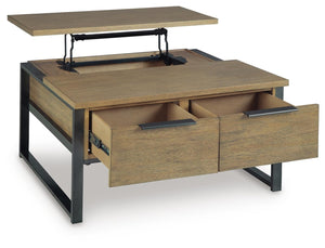 Montia 2-Drawer Lift-Top Coffee Table Light Brown