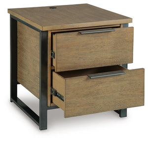 Montia 2-Drawer End Table with USB Light Brown