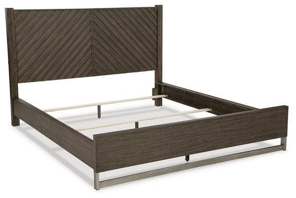 Arkenton King Panel Bed with USB Grayish Brown