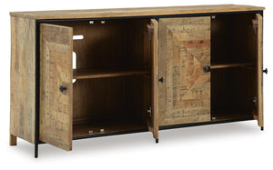 Camney Rectangle 4-Door Accent Cabinet Brown/Black