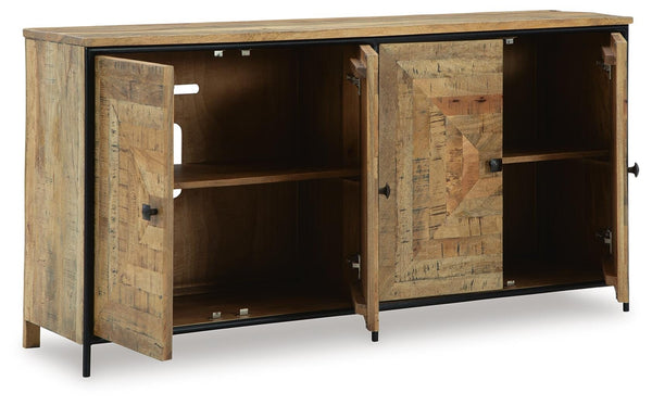 Camney Rectangle 4-Door Accent Cabinet Brown/Black