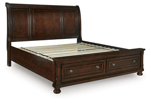 Porter King Sleigh Storage Bed Rustic Brown