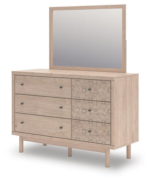 Arloster 6-Drawer Dresser & Mirror Tan