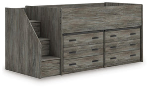 Frandern Twin Loft Bed with Drawer Storage Warm Gray