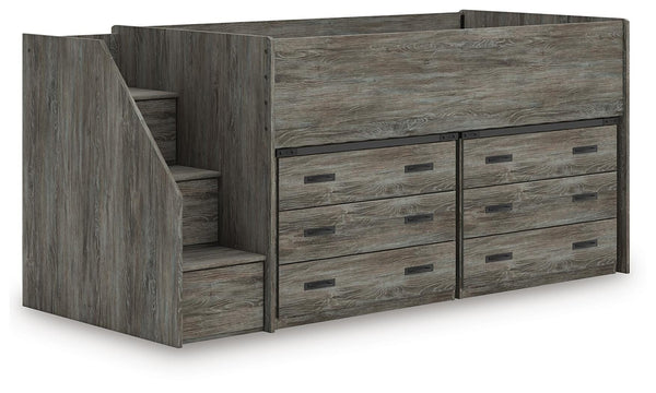 Frandern Twin Loft Bed with Drawer Storage Warm Gray