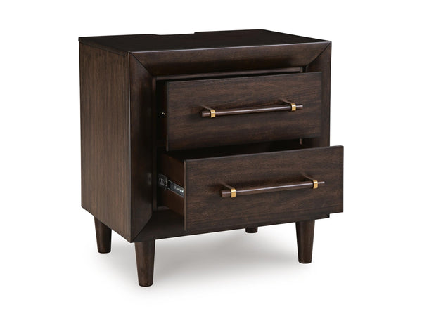 Dantenton 2-Drawer Nightstand with USB Merlot