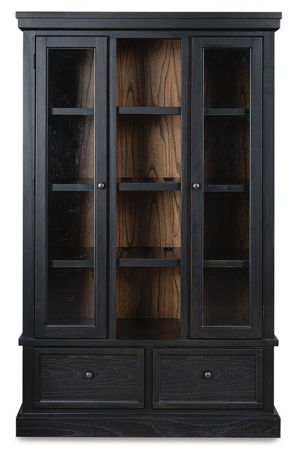 Greddinton 2-Door 2-Drawer Curio Black/Brown