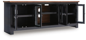 Wildenauer 76-Inch 4-Door XL TV Stand (Fireplace Optional) Brown/Black