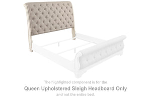 Realyn Pastoral Charm Queen Upholstered Button Tufted Sleigh Headboard Two-tone