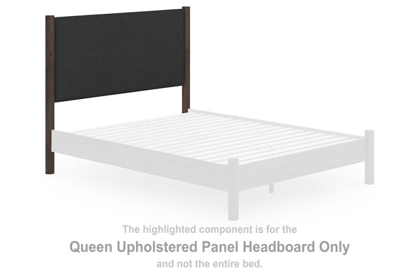 Pamytta Queen Upholstered Panel Headboard Black/Brown