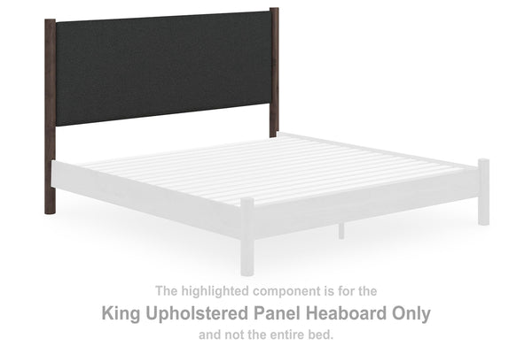 Pamytta King Upholstered Panel Headboard Black/Brown