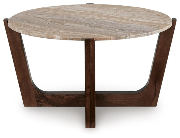Tanidore Round Coffee Table Warm Brown