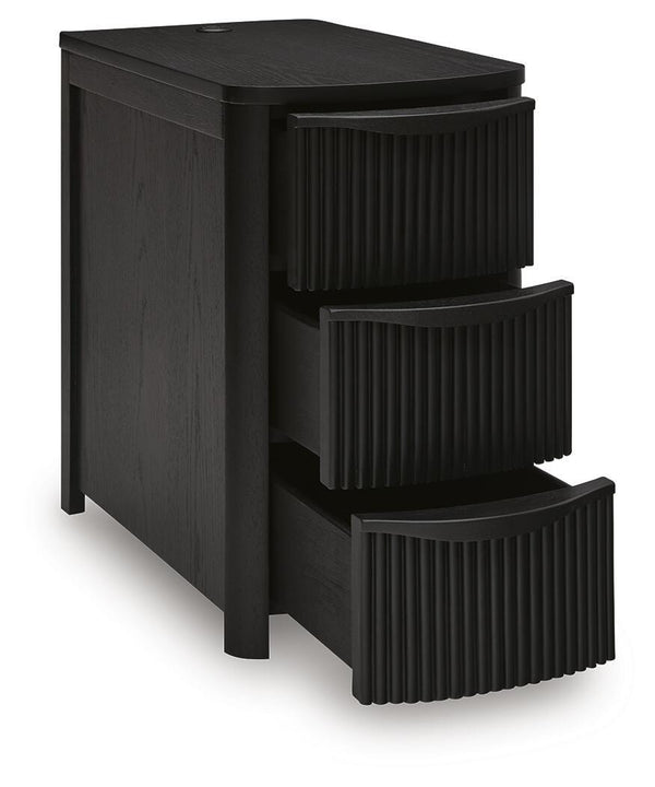Camdill 3-Drawer Chairside End Table with USB Black