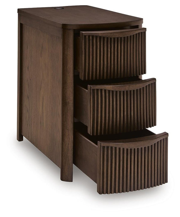 Camdill 3-Drawer Chairside End Table with USB Dark Brown