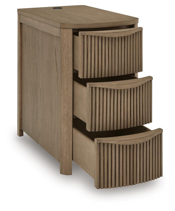 Camdill 3-Drawer Chairside End Table with USB Light Brown