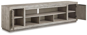 Naydell 92-Inch 2-Door XL TV Stand (Fireplace Optional) Gray