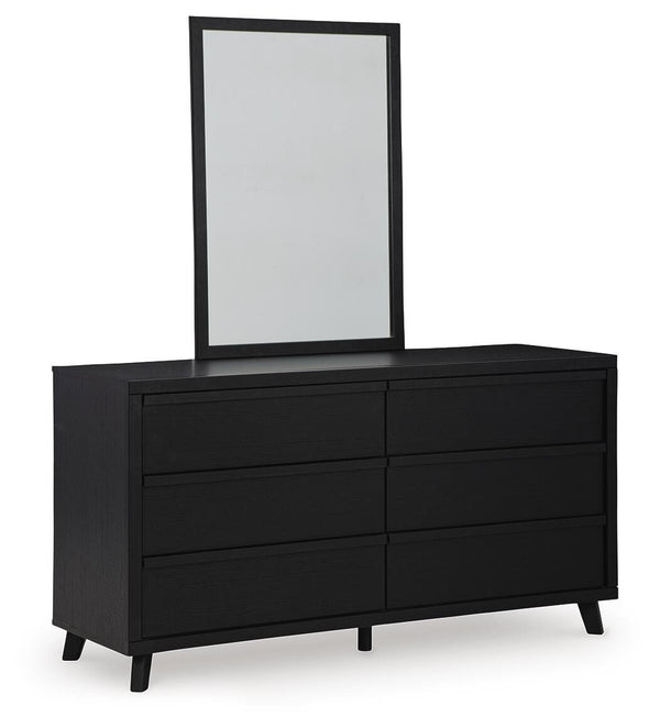 Danziar 6-Drawer Dresser & Mirror Black