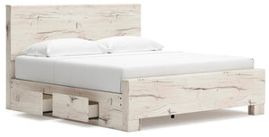 Lawroy King Panel Bed with Storage Light Natural