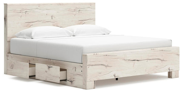 Lawroy King Panel Bed with Storage Light Natural