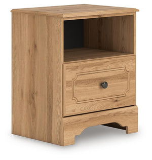 Aleaport 1-Drawer Nightstand with USB Warm Brown