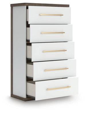 Kendanport 5-Drawer Chest Brown/White