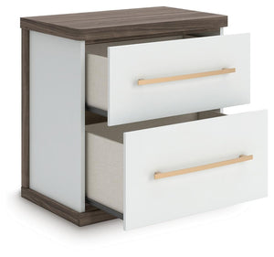 Kendanport 2-Drawer Nightstand with USB Brown/White