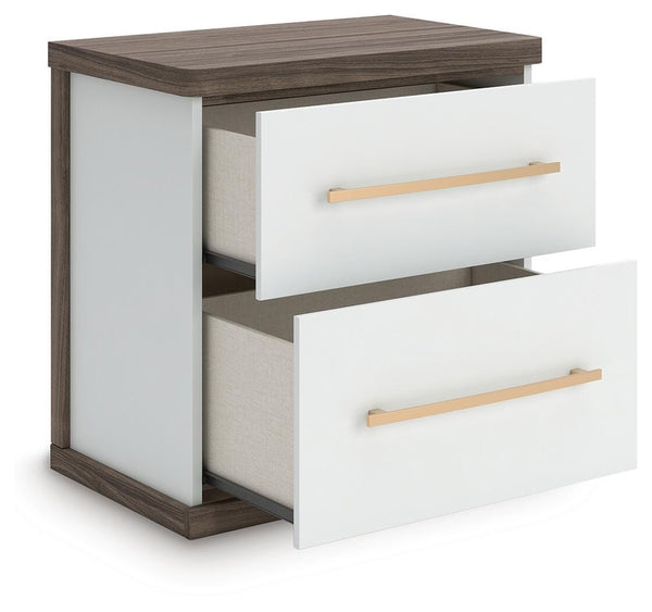 Kendanport 2-Drawer Nightstand with USB Brown/White