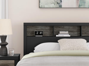 Broachmyn Queen Bookcase Headboard Black/Gray