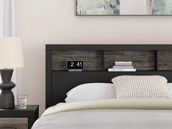 Broachmyn Queen Bookcase Headboard Black/Gray