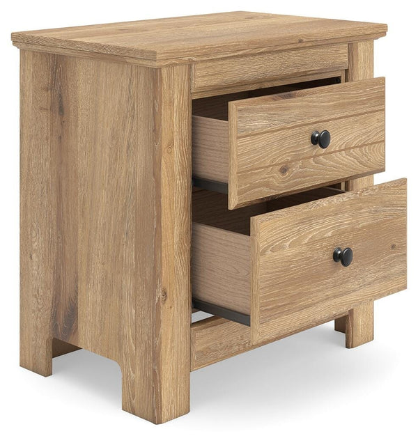 Makidern 2-Drawer Nightstand with USB Tan